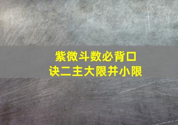 紫微斗数必背口诀二主大限并小限