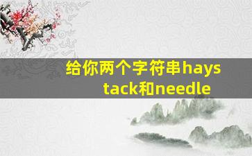 给你两个字符串haystack和needle