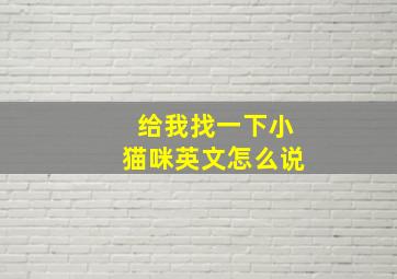 给我找一下小猫咪英文怎么说