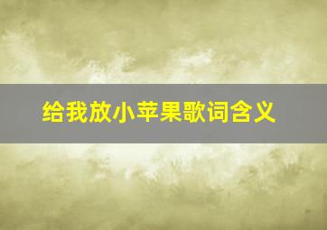 给我放小苹果歌词含义