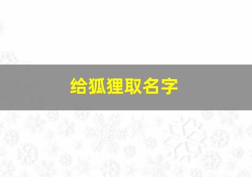 给狐狸取名字