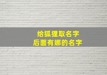 给狐狸取名字后面有娜的名字