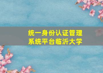 统一身份认证管理系统平台临沂大学