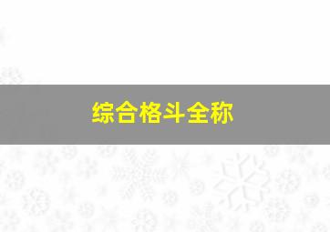 综合格斗全称