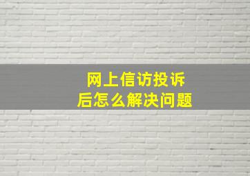 网上信访投诉后怎么解决问题