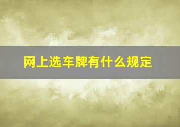 网上选车牌有什么规定