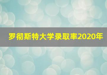 罗彻斯特大学录取率2020年