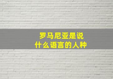 罗马尼亚是说什么语言的人种