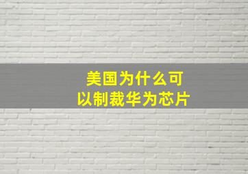 美国为什么可以制裁华为芯片