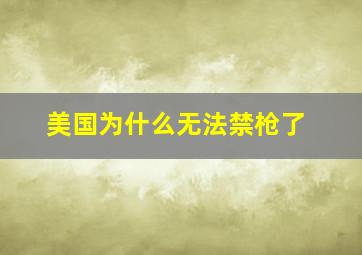 美国为什么无法禁枪了