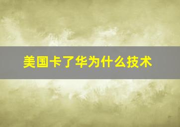 美国卡了华为什么技术