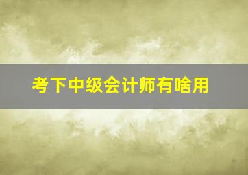 考下中级会计师有啥用