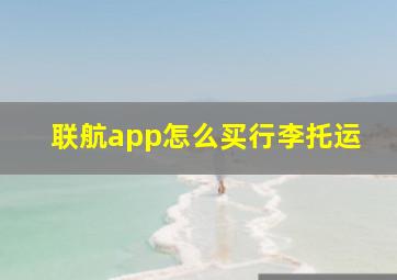 联航app怎么买行李托运