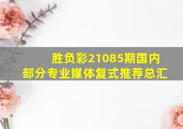 胜负彩21085期国内部分专业媒体复式推荐总汇