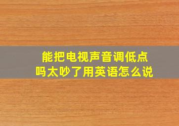 能把电视声音调低点吗太吵了用英语怎么说