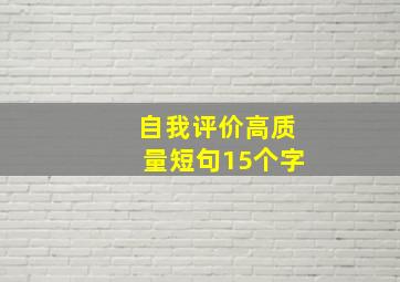 自我评价高质量短句15个字