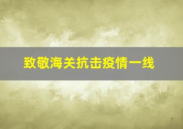 致敬海关抗击疫情一线