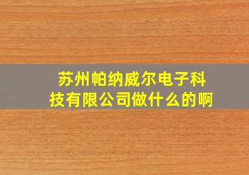 苏州帕纳威尔电子科技有限公司做什么的啊