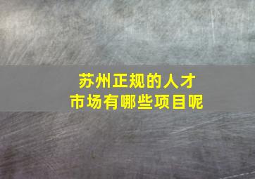 苏州正规的人才市场有哪些项目呢