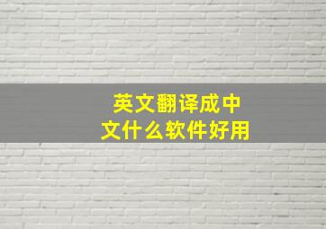 英文翻译成中文什么软件好用