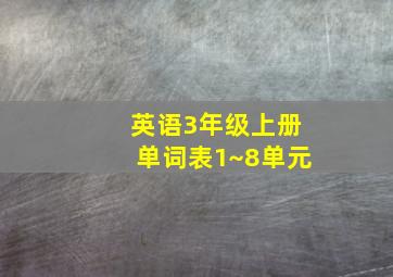 英语3年级上册单词表1~8单元