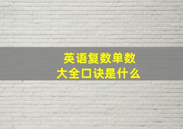 英语复数单数大全口诀是什么