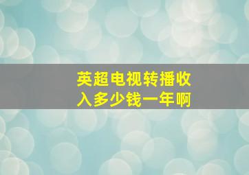 英超电视转播收入多少钱一年啊