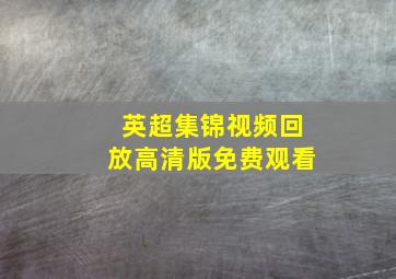 英超集锦视频回放高清版免费观看