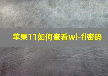 苹果11如何查看wi-fi密码