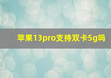 苹果13pro支持双卡5g吗