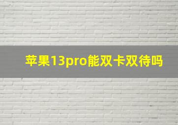 苹果13pro能双卡双待吗