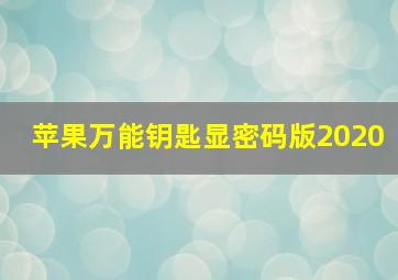 苹果万能钥匙显密码版2020