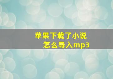 苹果下载了小说怎么导入mp3