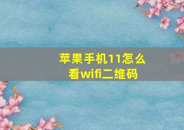 苹果手机11怎么看wifi二维码