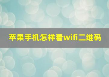 苹果手机怎样看wifi二维码