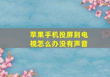 苹果手机投屏到电视怎么办没有声音