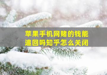 苹果手机网赌的钱能追回吗知乎怎么关闭