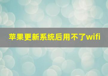 苹果更新系统后用不了wifi