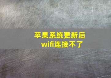 苹果系统更新后wifi连接不了