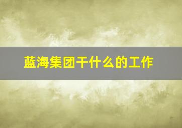 蓝海集团干什么的工作