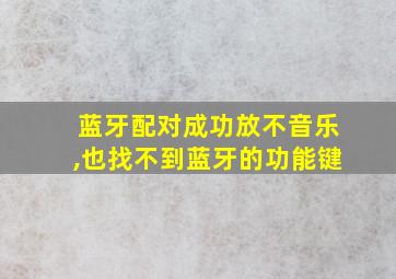 蓝牙配对成功放不音乐,也找不到蓝牙的功能键