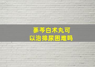 蔘芩白术丸可以治排尿困难吗