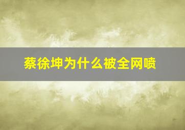 蔡徐坤为什么被全网喷