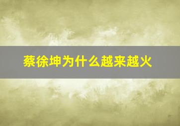 蔡徐坤为什么越来越火