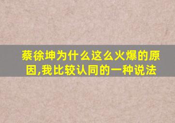 蔡徐坤为什么这么火爆的原因,我比较认同的一种说法