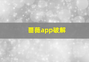 蔷薇app破解