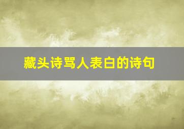 藏头诗骂人表白的诗句