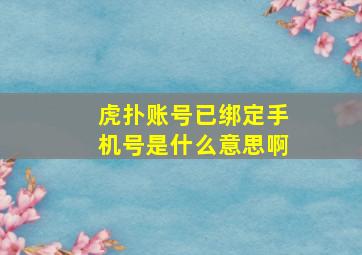 虎扑账号已绑定手机号是什么意思啊