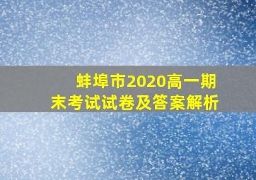 蚌埠市2020高一期末考试试卷及答案解析