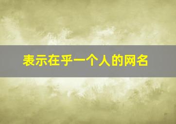 表示在乎一个人的网名